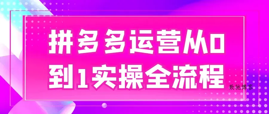 拼多多运营从0到1实操全流程-数驰博客