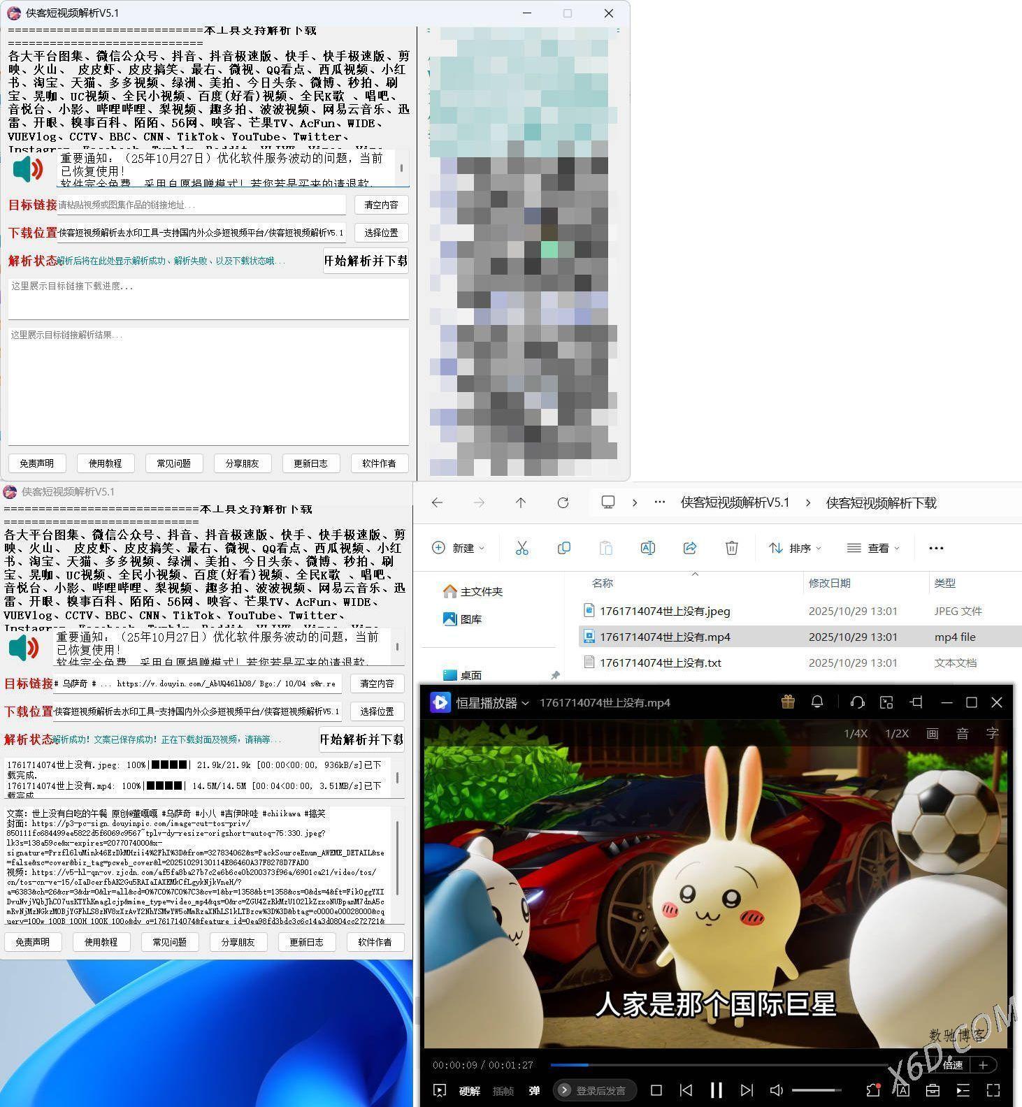 侠客多平台短视频解析去水印工具 V5.1-数驰博客