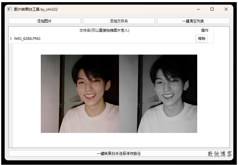 图片批量转黑白添水印工具-数驰博客