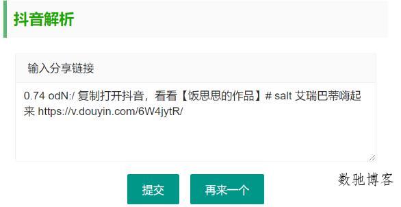免费抖音无水印视频解析 HTML 源码下载与使用教程-数驰博客