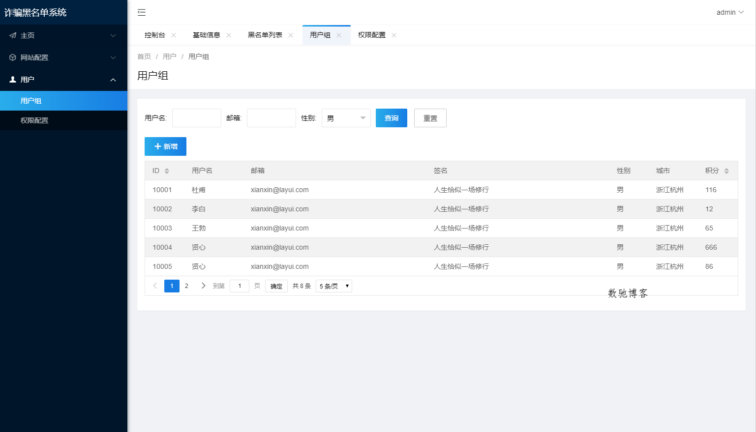 最新黑名单查询录入系统_全开源源码-数驰博客