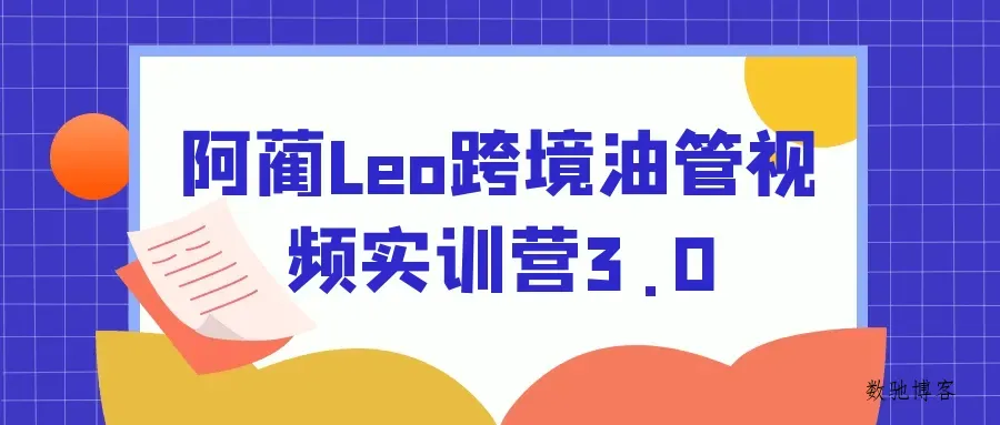 阿蔺Leo跨境油管视频实训营3.0-数驰博客