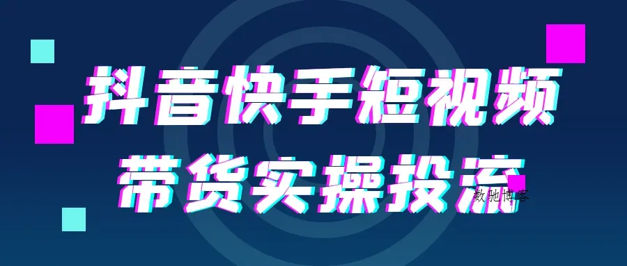 抖音快手短视频带货实操投流-数驰博客