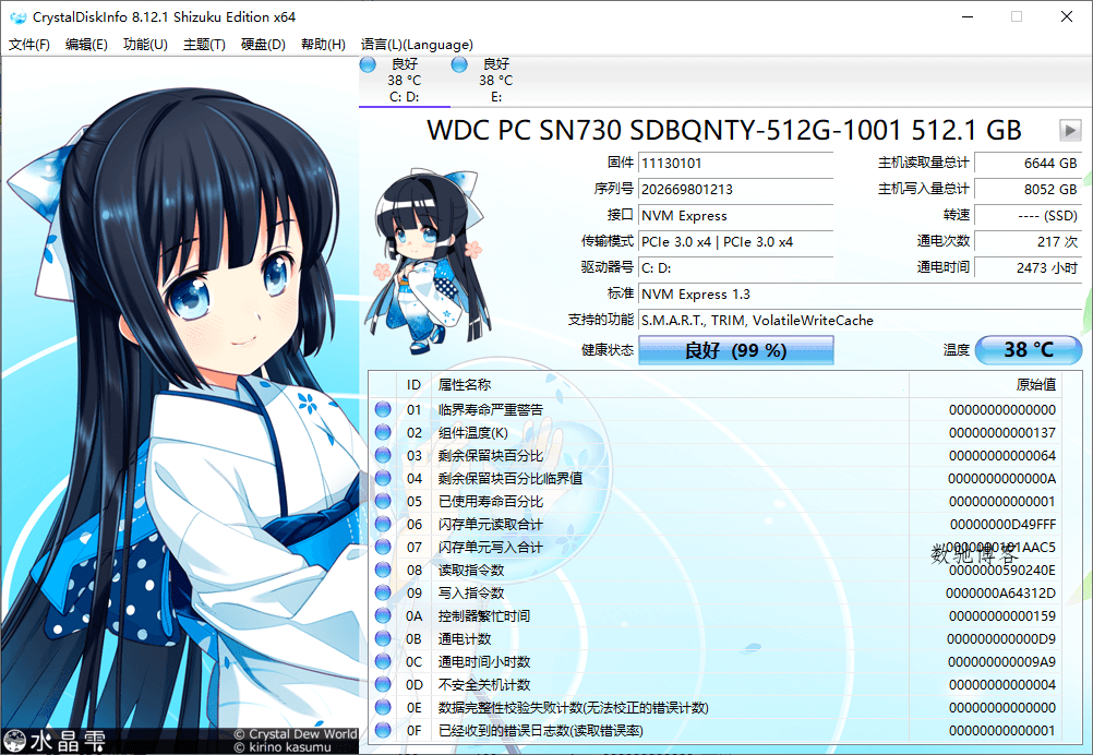 CrystalDiskInfo v9.8.0绿色版 CrystalDiskInfo v9.8.0绿色版
