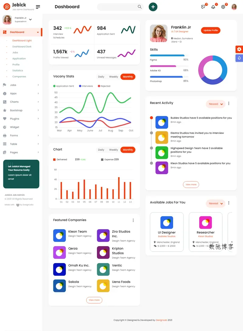 Bootstrap大气OA系统后台管理模板-数驰博客