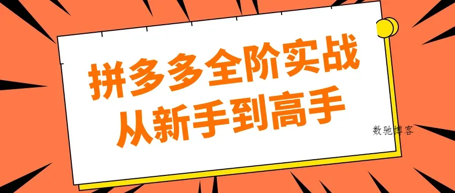拼多多全阶实战从新手到高手-数驰博客