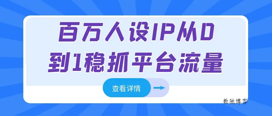 百万人设IP从0到1稳抓平台流量-数驰博客