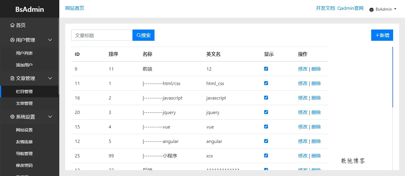 bsadmin(基于Bootstrap4构建的后台模板)-数驰博客