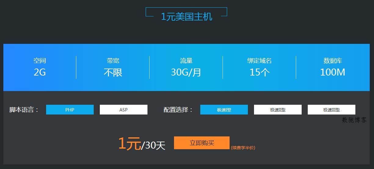 景安1元买30天美国主机免备案-数驰博客